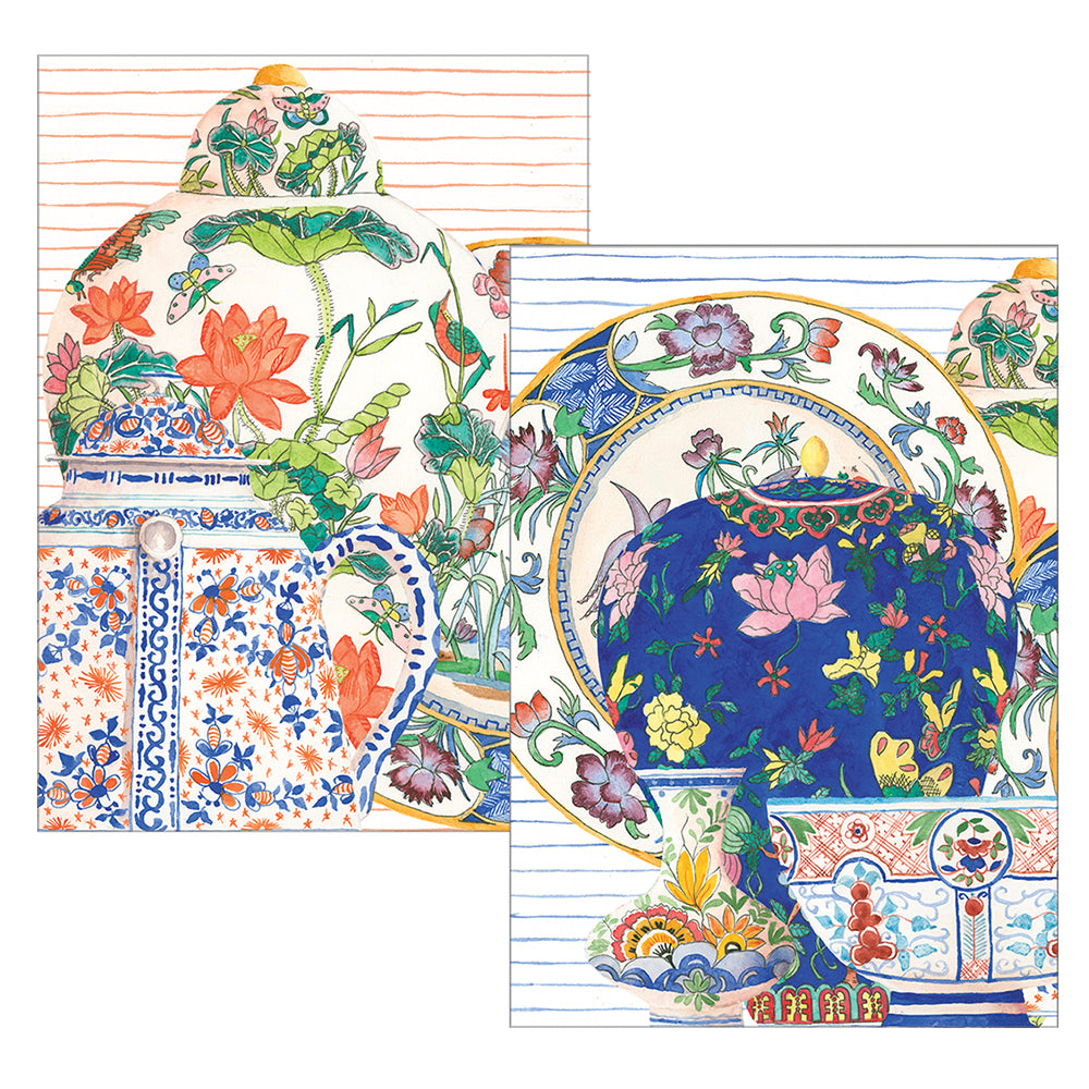 Porcelain by Carolyn Bucha Pack of 8 Notelets Notecards from Caspari