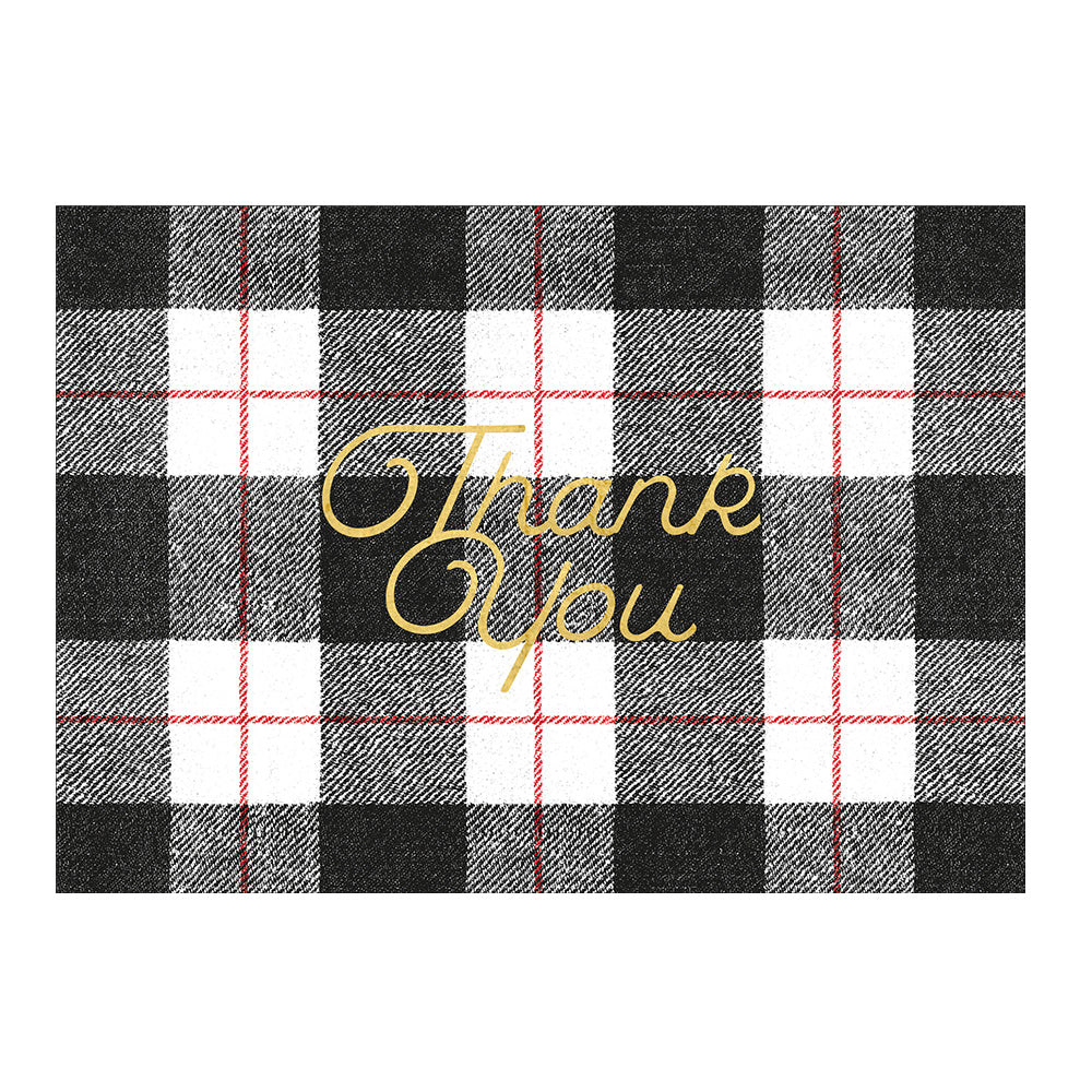 Plaid Check foil Tartan Thank You Notelets Caspari (8 pack)