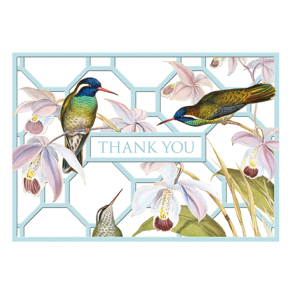 Hummingbird Trellis Chatsworth Thank You Notelets Caspari (8 pack)