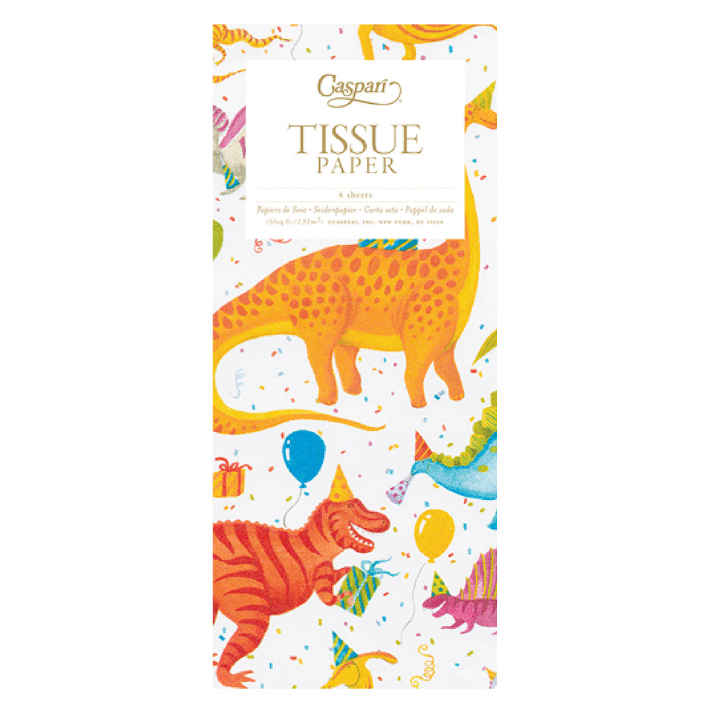 Caspari Partysaurus Dinosaurs Tissue Paper 4 Sheets of 20 x 30" Tissue Wrapping Paper