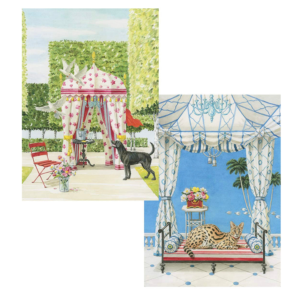 Animals and Garden Pavilions new by Harrison Howard 8 Notelets from Caspari