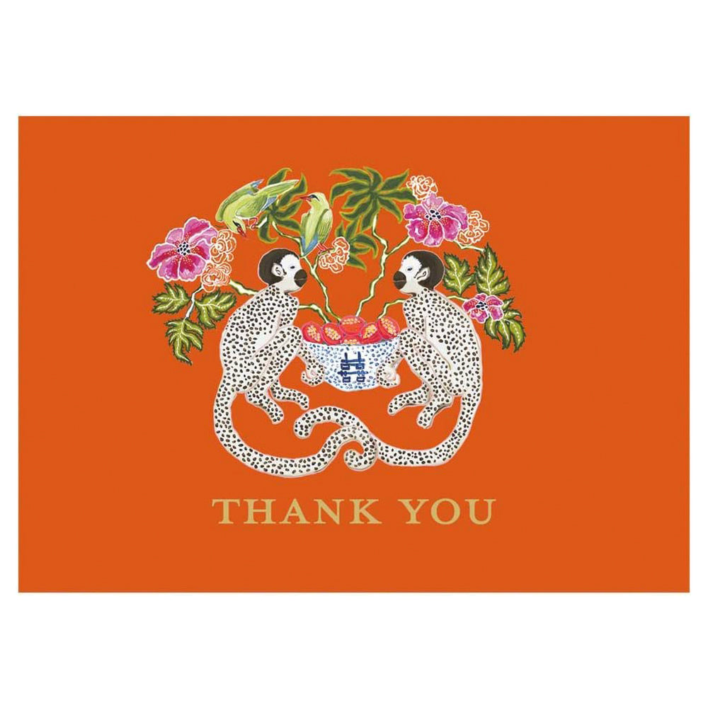 Monkeys foil by Paige Gemmel Thank You Notelets Caspari (8 pack)