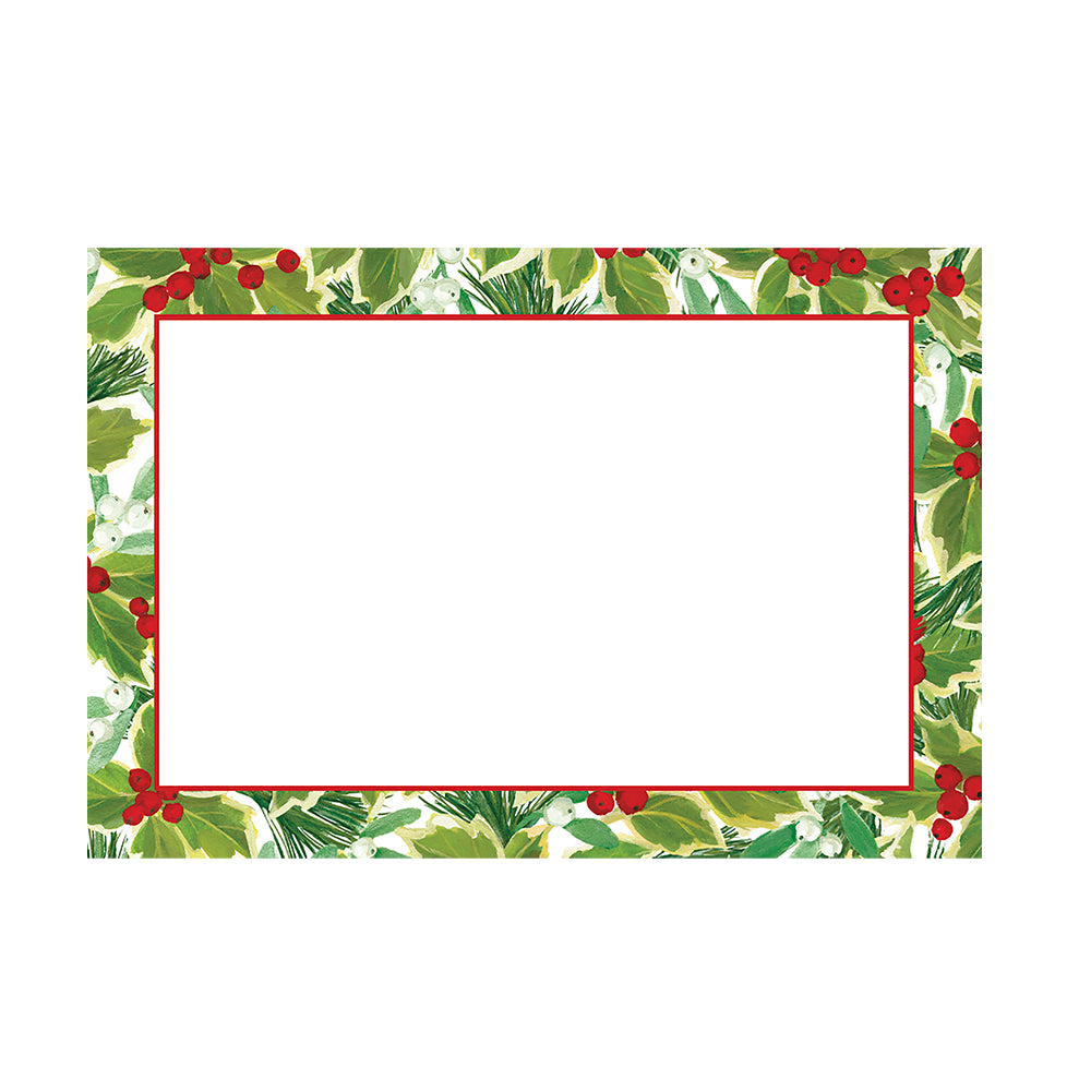 Holly and Mistletoe Christmas by Janine Moore Caspari Set of 8 Die-Cut Place Cards Size 9cm x 9cm