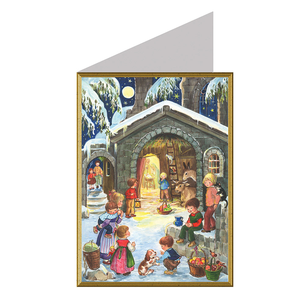 Church Snowscene Richard Selmer Single German Christmas Card with envelope 12 x 17 cm