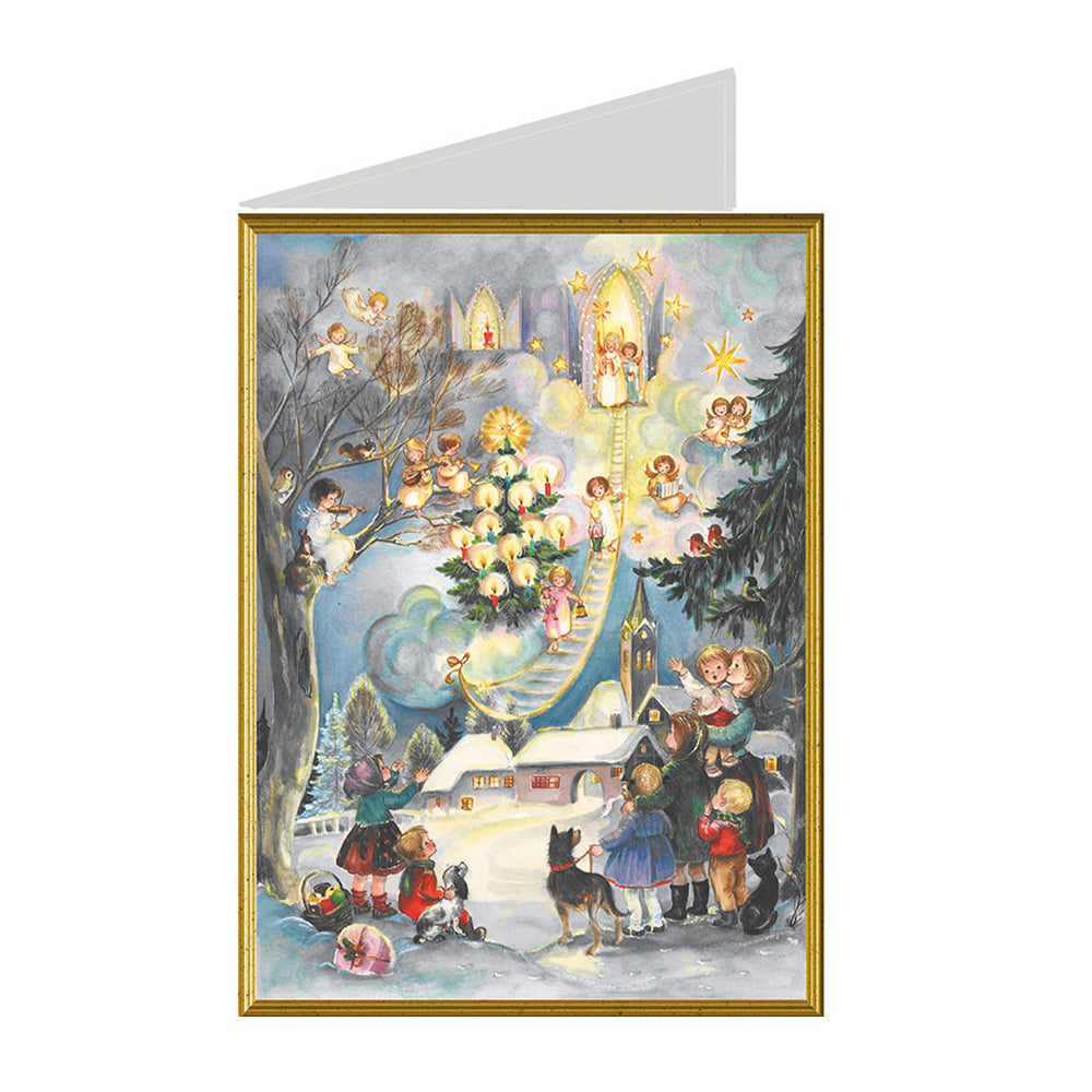 Snowscene Angels Heaven Richard Selmer Single German Christmas Card with envelope 12 x 17 cm