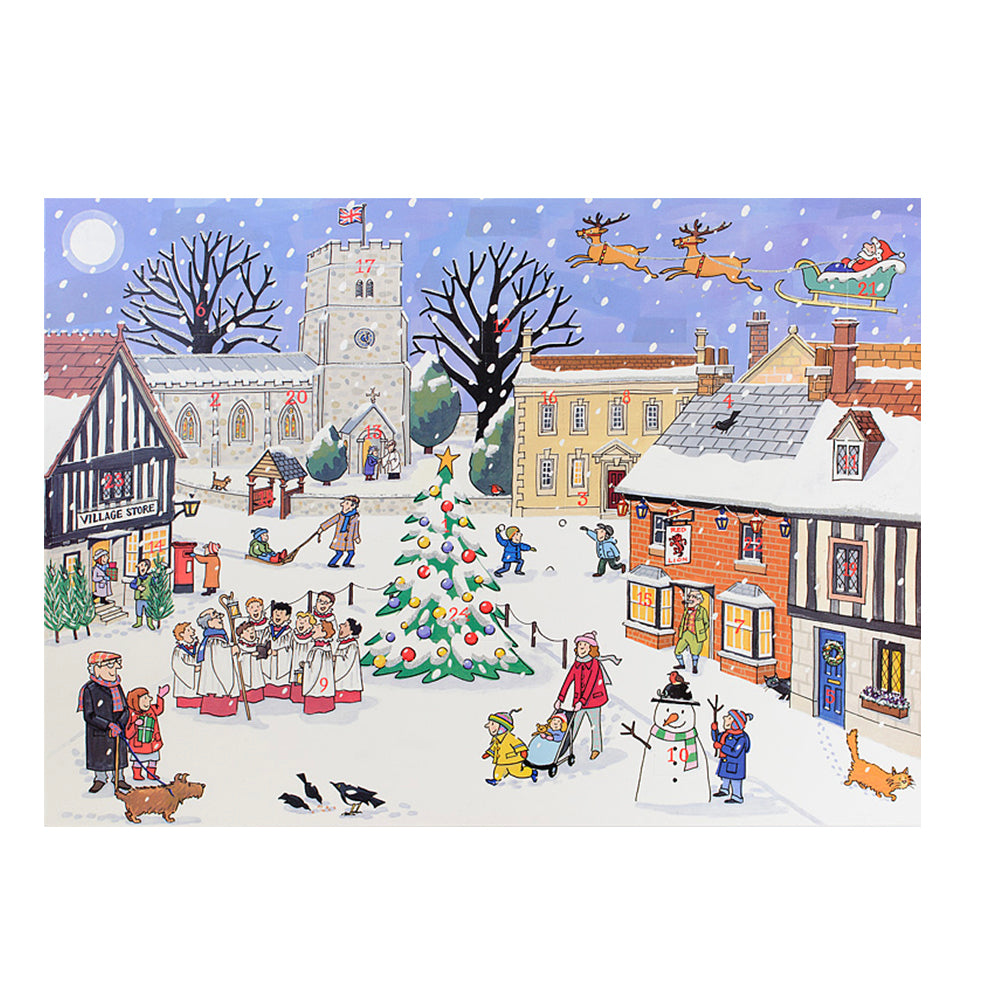 Christmas in the Village Alison Gardiner Advent Calendar Card 14.8 cm x 21 cm with Envelope