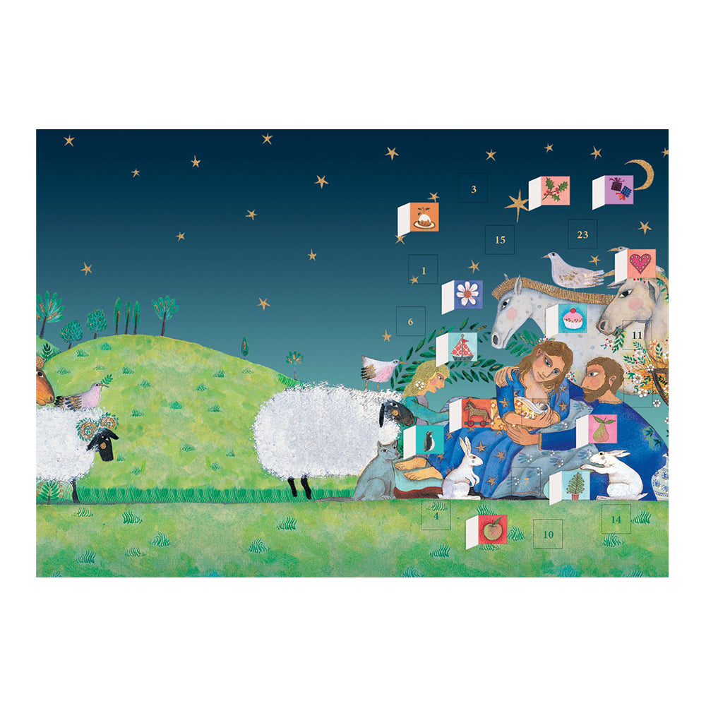 Religious Nativity Advent Calendar Card with envelope 170 x 120mm Roger la Borde
