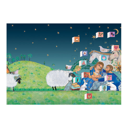 Religious Nativity Advent Calendar Card with envelope 170 x 120mm Roger la Borde