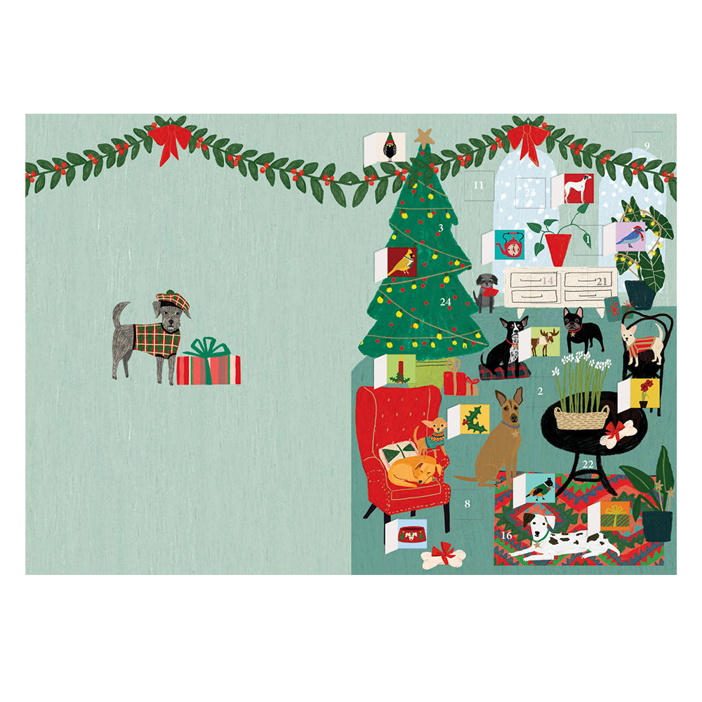 Fireside Dog Advent Advent Calendar Card with envelope 170 x 120mm Roger la Borde