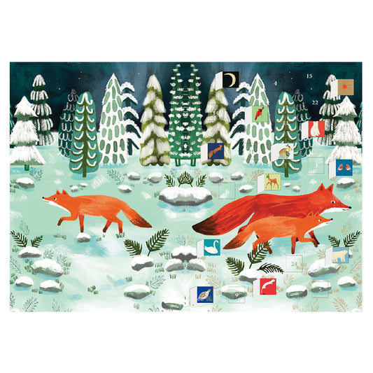 Cub's First Christmas Playful Foxes Advent Calendar Card with envelope 170 x 120mm Roger la Borde