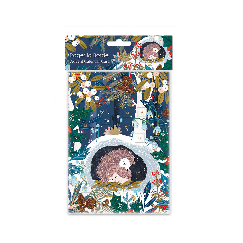 Hedgehogs Wild Wood Hideaway Advent Calendar Card with envelope 170 x 120mm Roger la Borde