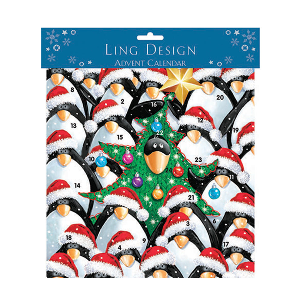 Christmas Fancy Dress Penguins 230mm x 230 mm Ling Advent Calendar with Envelope