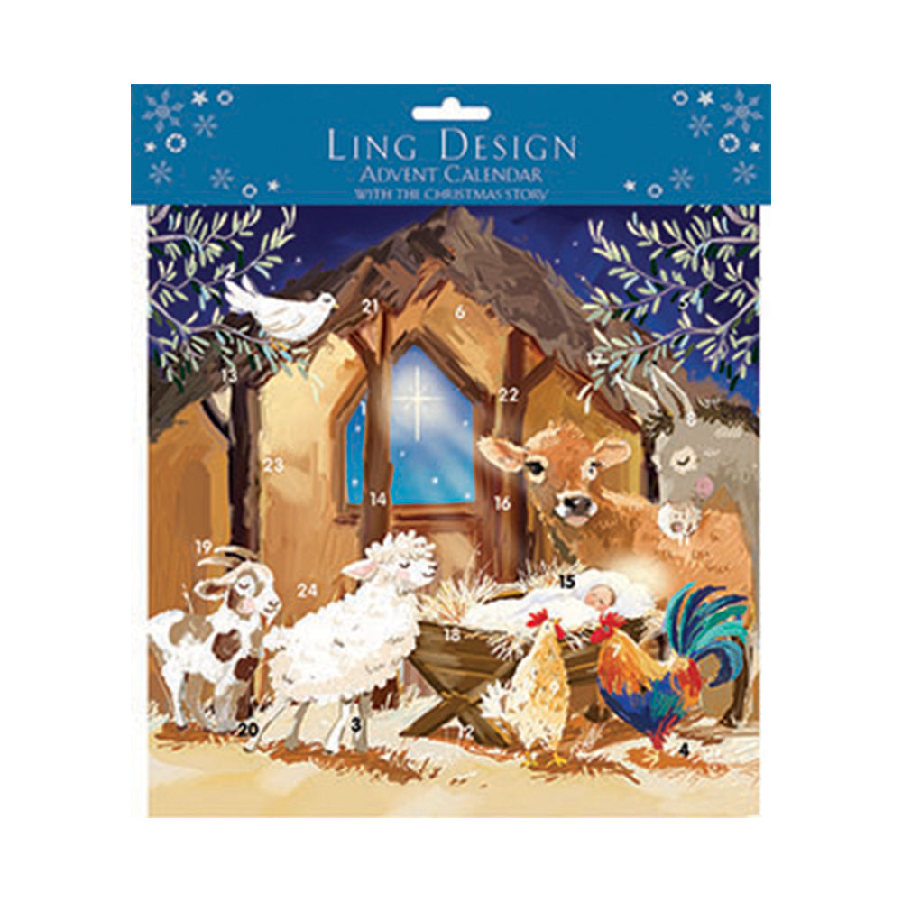 Around the Manger Animal Nativity 230mm x 230 mm Ling Advent Calendar