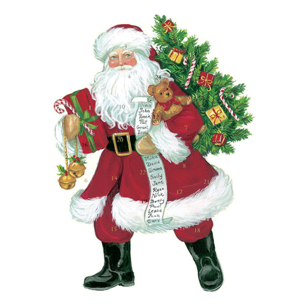 Lynn Haney Santa Caspari Die Cut Advent Calendar 33.5 x 43.5cm
