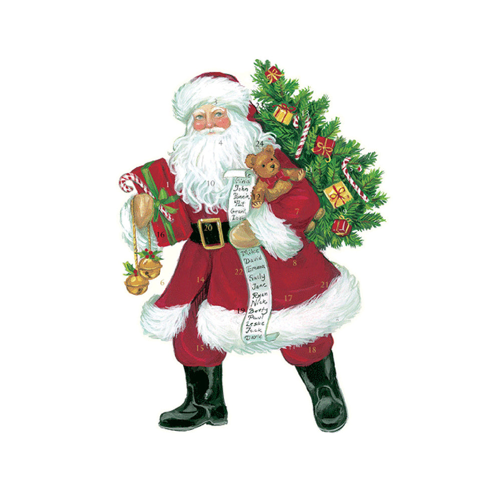 Lynn Haney Santa by Lynn Haney Caspari Advent Card with 24 Doors 18 x 13cm