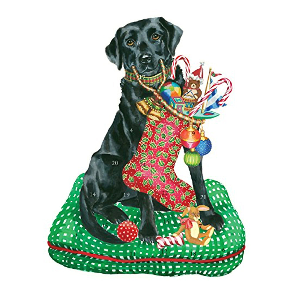 Christmas Lab by Katharine Barnwell Labrador Dog Caspari Die Cut Advent Calendar 41 x 32cm