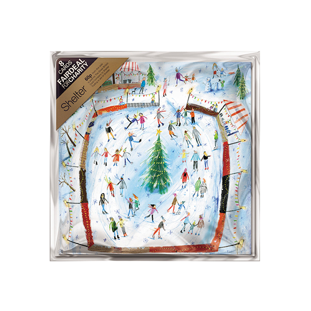 Skating in the Square 8 Pack Charity Christmas Cards 160 x 160 mm