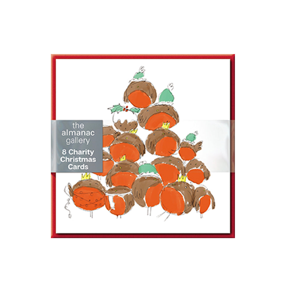 ROBIN TREE 8 Charity Christmas Cards 100mm x 100mm
