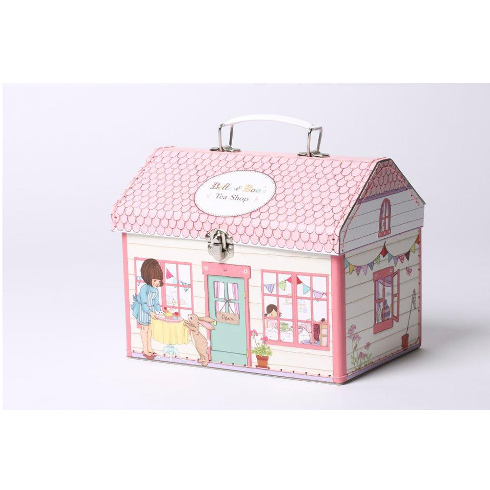 Belle and Boo Melamine Teaset - 250 x 160 x 200mm In a carry house - 21 piece Melamine Teaset House giftbox 250 x 160 x 200mm