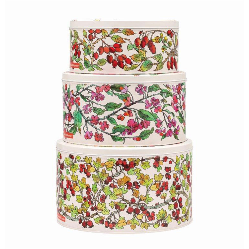 Emma Bridgewater Hedgerow Set of 3 Round Cake Tins 250 (d) x 145mm 225 (d) x 120mm 195 (d) x 95mm