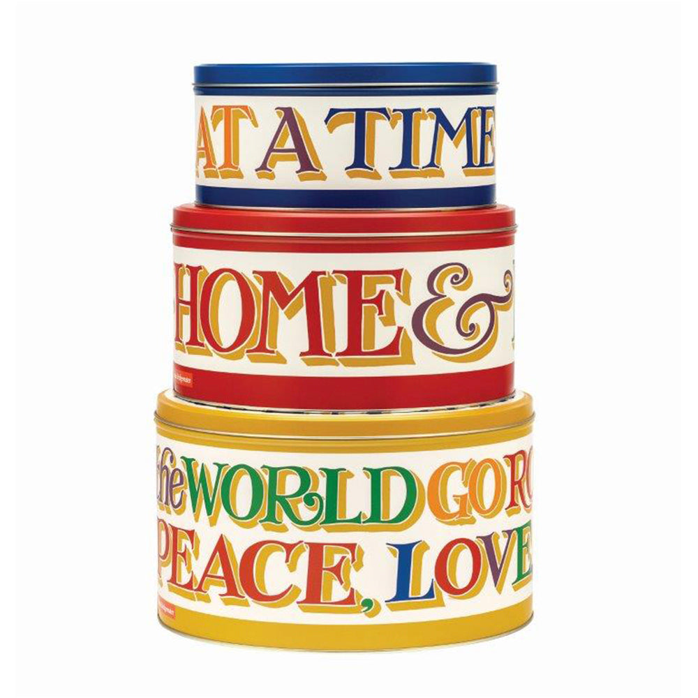 Emma Bridgewater Brighter World Set of 3 Round Cake Tins 250 (d) x 145mm 225 (d) x 120mm 195 (d) x 95mm