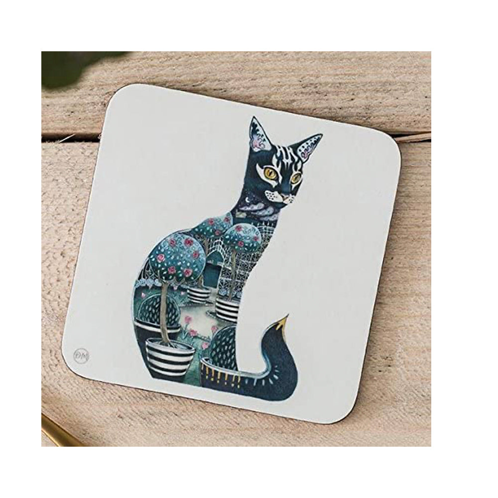 Cat at Night Drinks Coaster by Daniel Mackie 95mm x 95 mm
