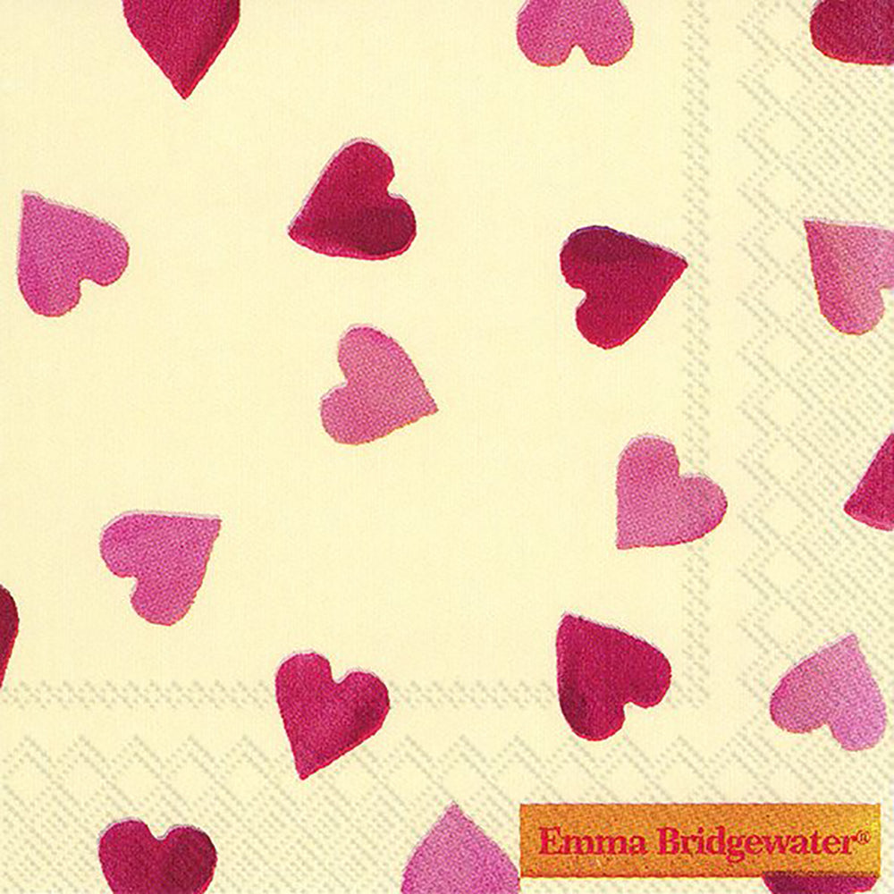 Emma Bridgewater hearts IHR Paper Cocktail Napkins 25 cm square 3 ply 20 pack