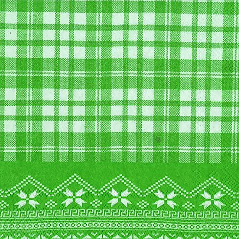 Chalet Check green IHR Paper Cocktail Napkins 25 cm square 3 ply 20 pack