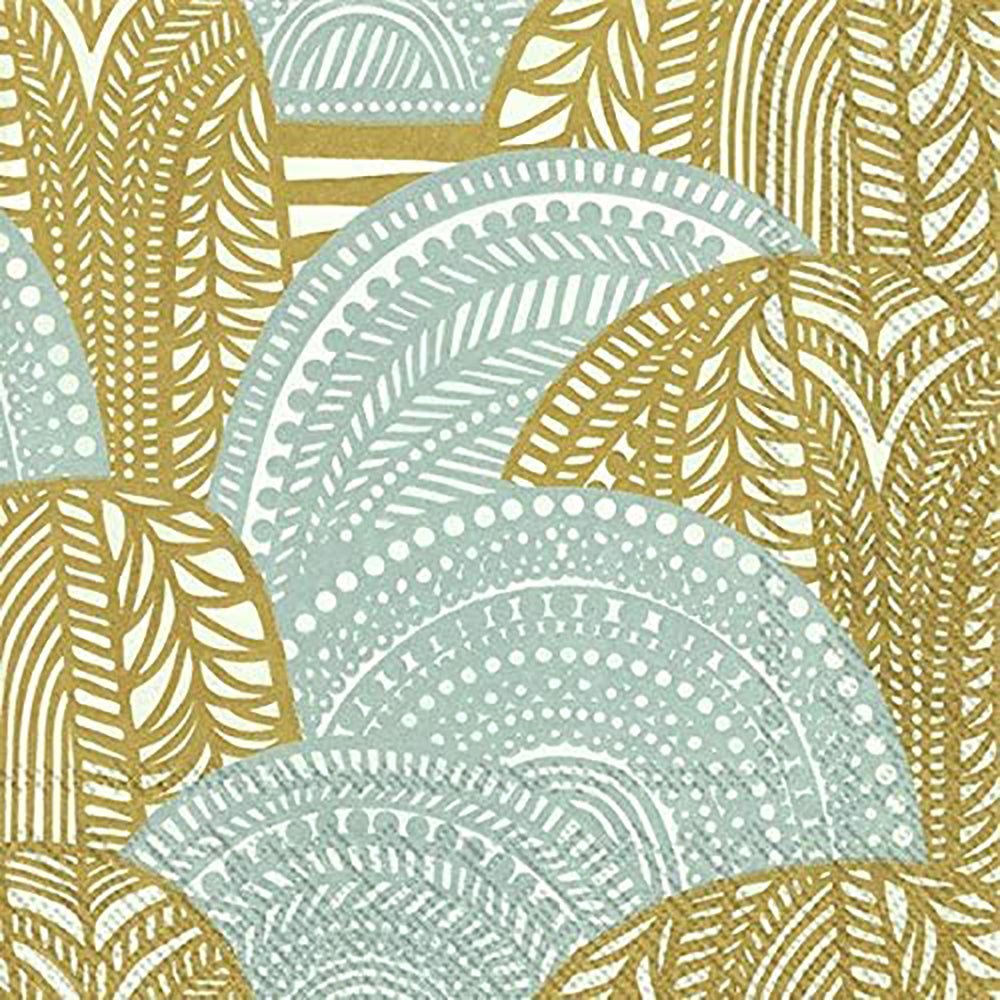 Marimekko Vuorilaakso gold silver leaves IHR Paper Cocktail Napkins 25 cm square 3 ply 20 pack