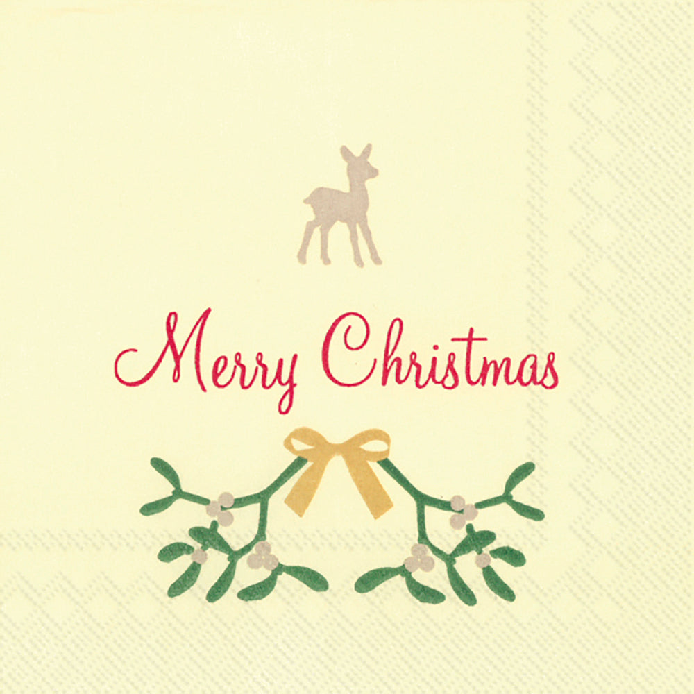 SWEET MERRY CHRISTMAS cream redIHR Paper Cocktail Napkins 25 cm square 3 ply 20 pack