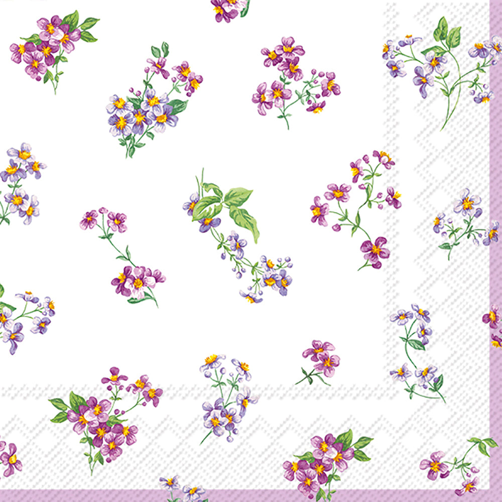 BELLINA cream small pink floral IHR Paper Cocktail Napkins 25 cm square 3 ply 20 pack