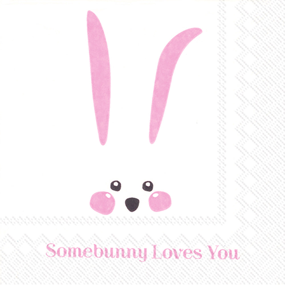 SOMEBUNNY LOVES YOU Rabbit Bunny IHR Paper Cocktail Napkins 25 cm square 3 ply 20 pack