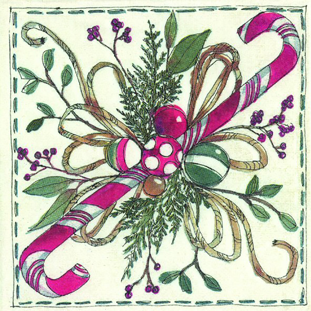 CHRISTMAS FLORISTRY cream floral IHR Paper Cocktail Napkins 25 cm square 3 ply 20 pack