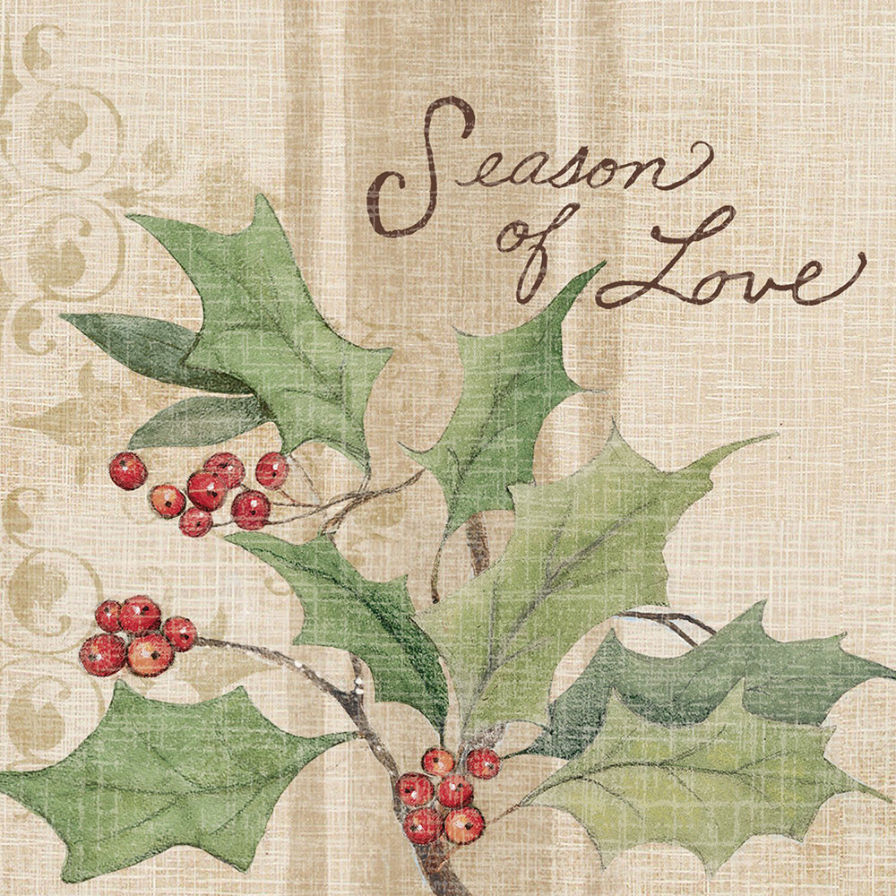 CHRISTMAS HOLLY light brownl IHR Paper Cocktail Napkins 25 cm square 3 ply 20 pack