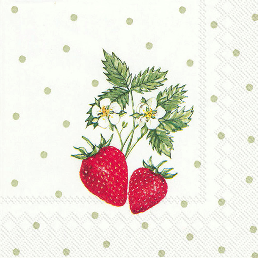 LITTLE LOVELY STRAWBERRIES IHR Paper Cocktail Napkins 25 cm square 3 ply 20 pack