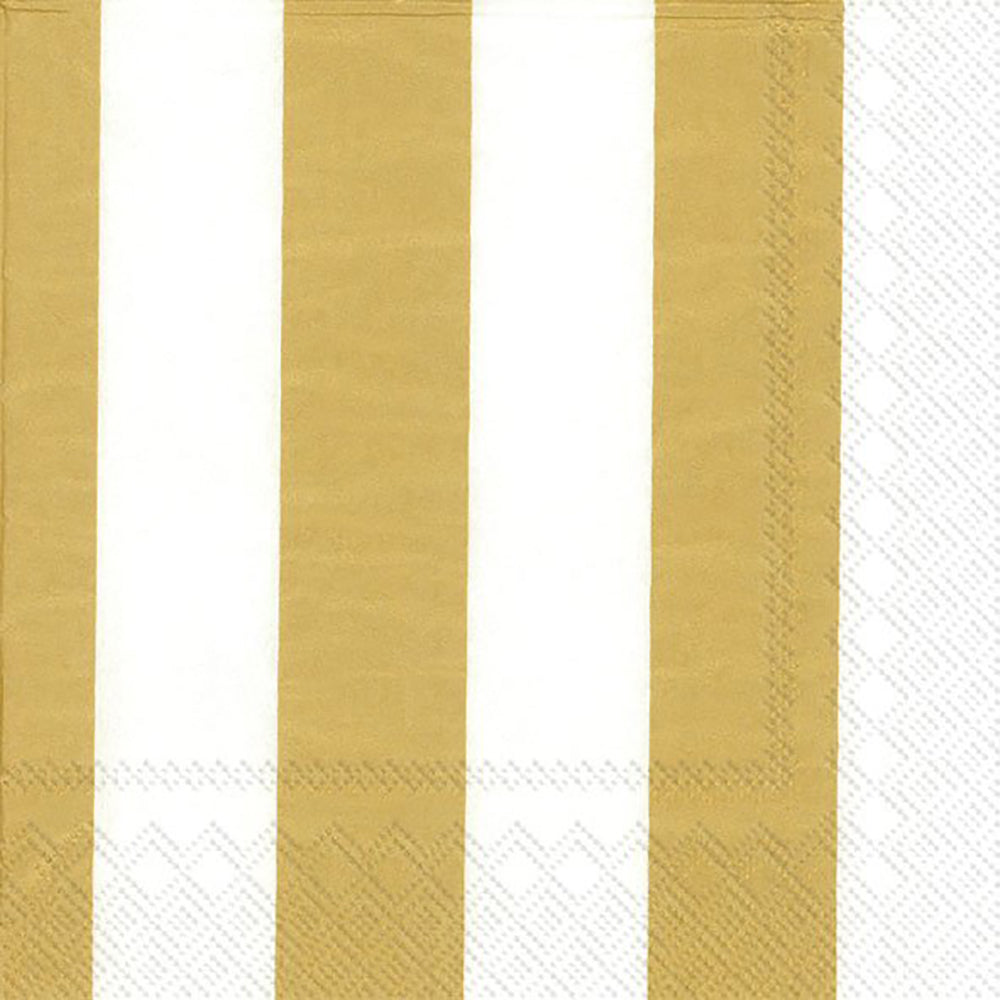 Marimekko KAKSI RAITAA gold stripe IHR Paper Cocktail Napkins 25 cm square 3 ply 20 pack