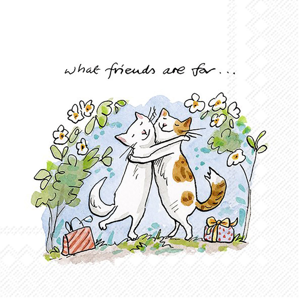 CATS FRIENDS What friends are for IHR Paper Cocktail Napkins 25 cm square 3 ply 20 pack