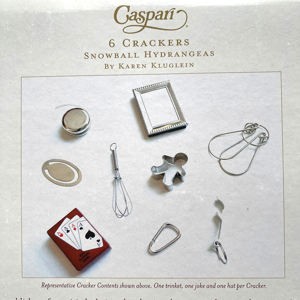 Caspari Crackers Snowball Hydrangeas by Karen Kluglein 6 x 12 inch crackers