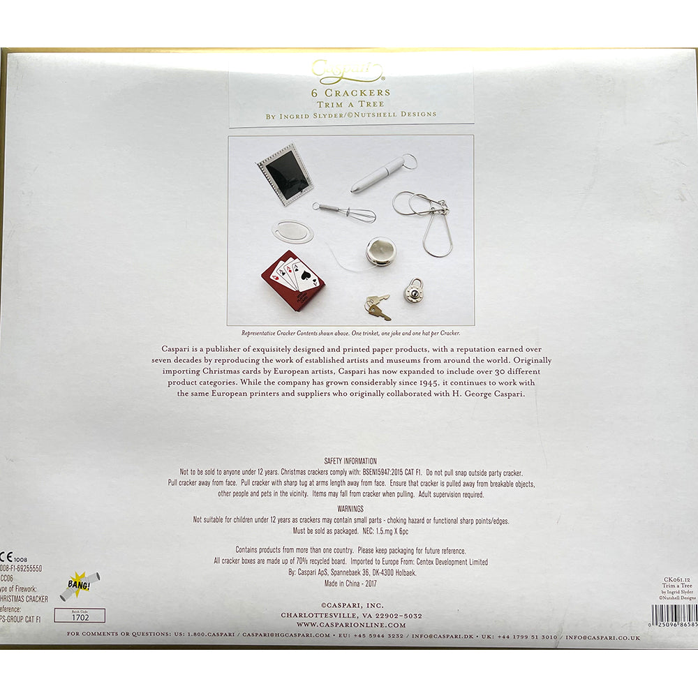 Caspari Christmas Crackers Trim a Tree 6 x 12 inch crackers