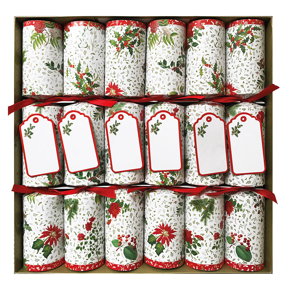 Caspari Christmas Crackers English winter garden RHS 12 inch crackers x 6