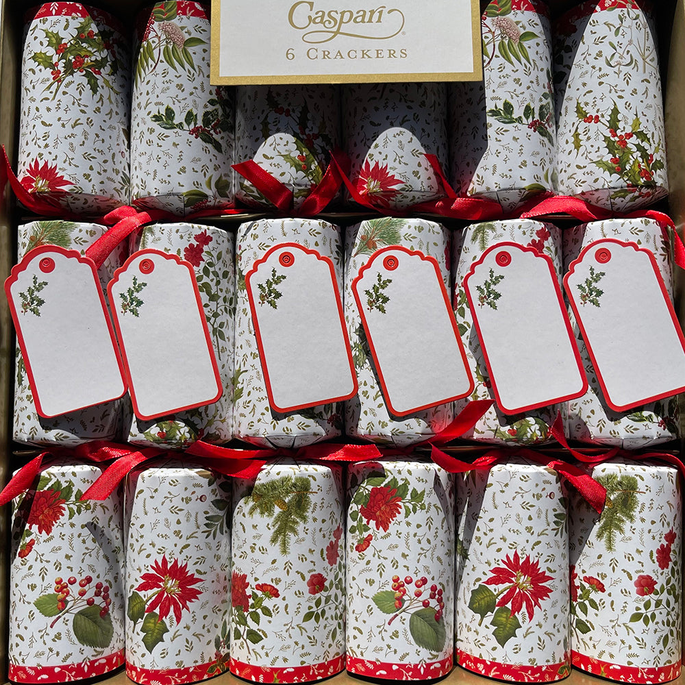 Caspari Christmas Crackers English winter garden RHS 12 inch crackers x 6
