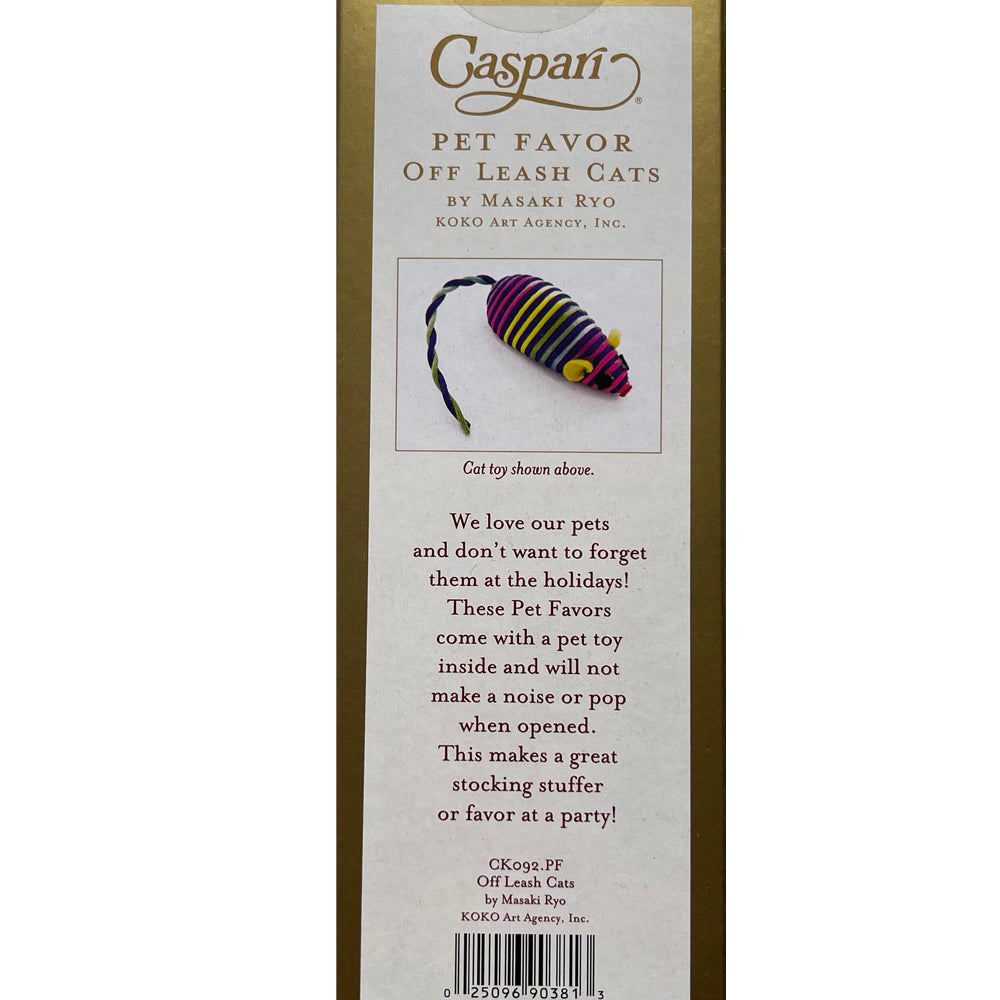 Caspari Crackers Pet Favour Pet Favour-Off leash cats by Masaki Ryo - Snowboarding Cats Single Cracker with Cat Toy