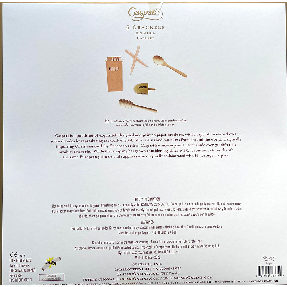 Caspari Anika Red 12 inch traditional crackers