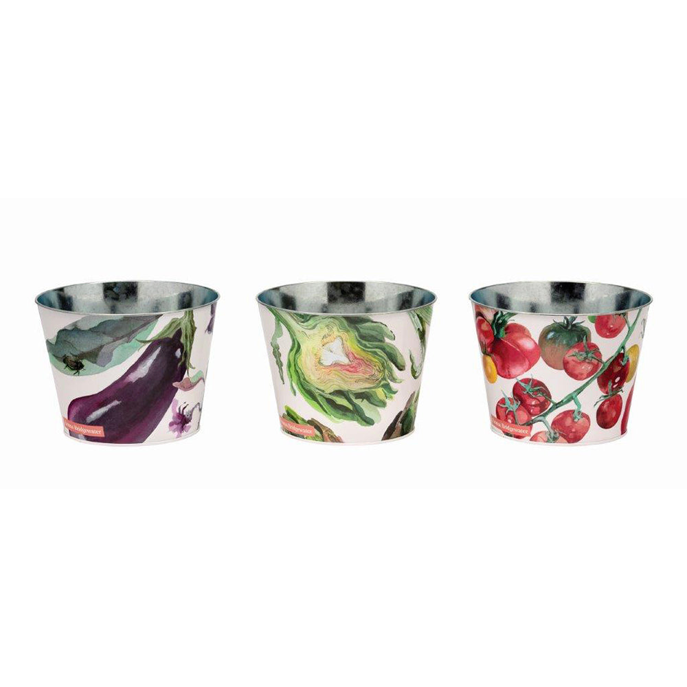 Emma Bridgewater Dig the Garden Set of 3 Round Tin Plant Pots 148 (d) x 114mm