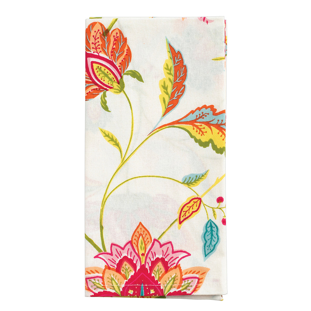 Passage to India Ivory Caspari Set of 4 Hand Printed Indian Cotton Napkins 50 cm sq