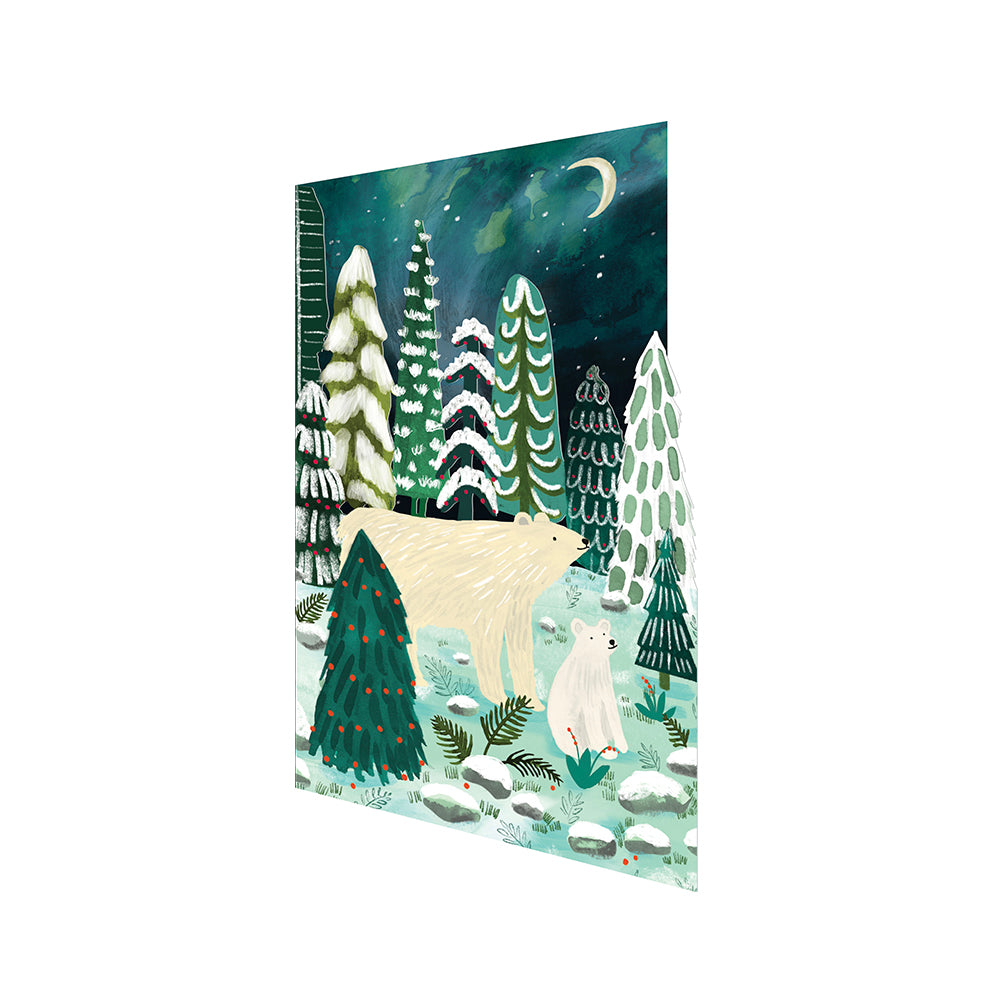 Polar Bear Northern Laser Cut Christmas Card 5 pack 170 x 120 mm Roger la Borde in Kraft Box