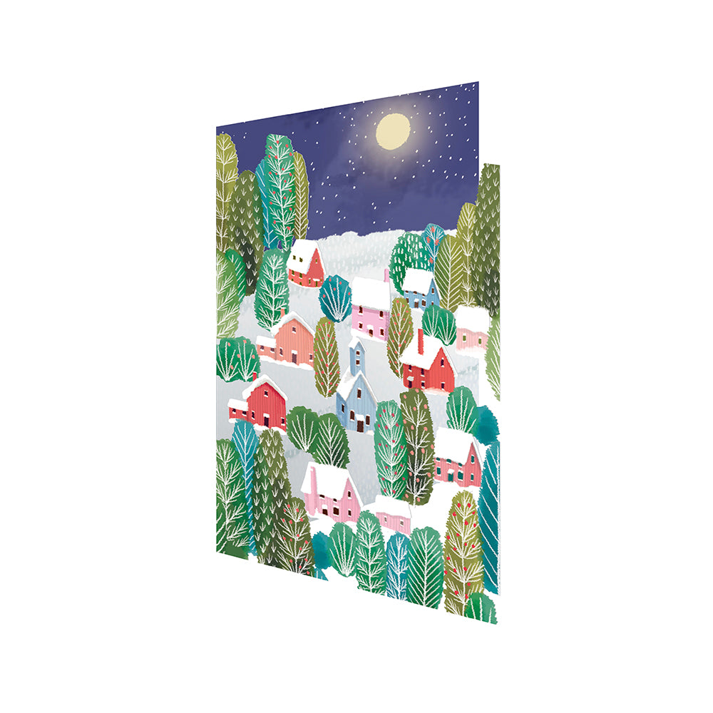 Houses Let it Snow Laser Cut Christmas Card 5 pack 170 x 120 mm Roger la Borde in Kraft Box