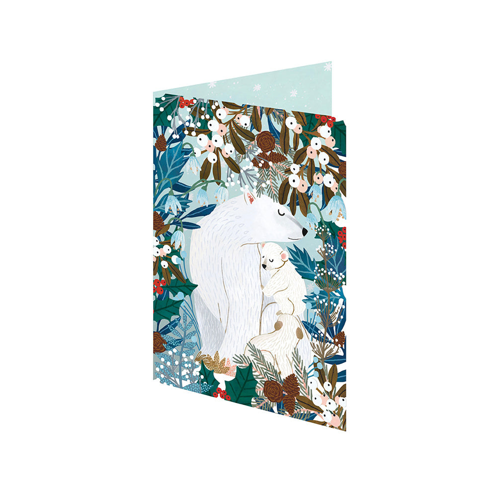 Enchanting Polar Bears Laser Cut Christmas Card 5 pack 170 x 120 mm Roger la Borde in Kraft Box