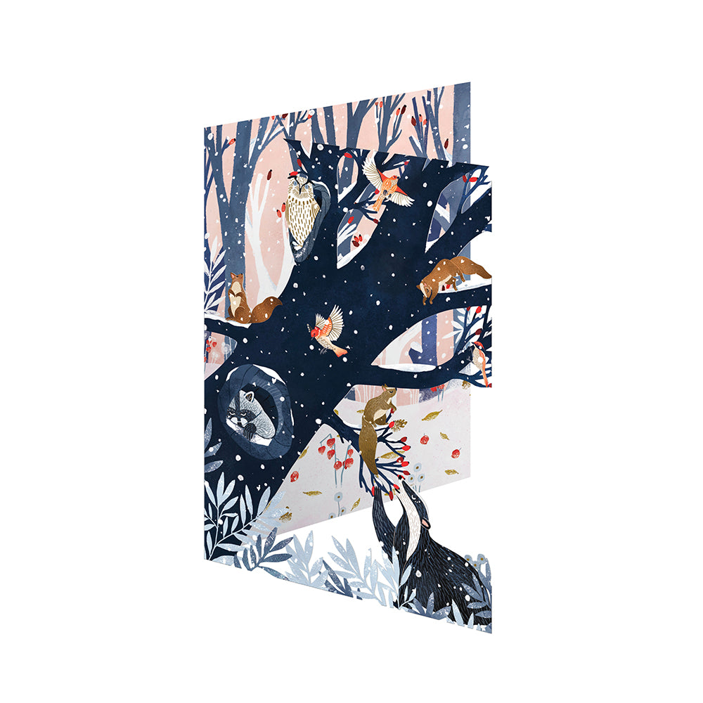 Wild Wood Hideaway Laser Cut Christmas Card 5 pack 170 x 120 mm Roger la Borde in Kraft Box