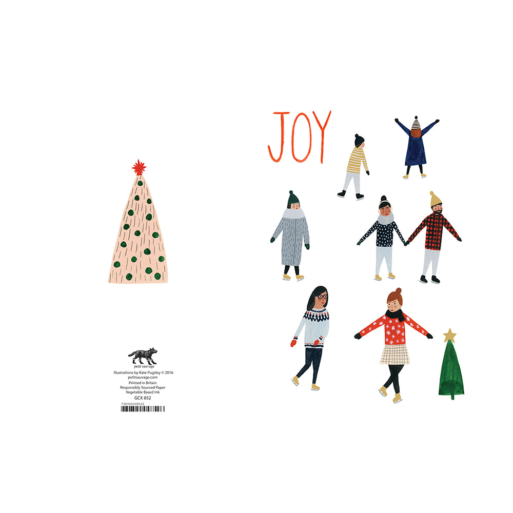 Skating Joy Single Christmas Card Gold Foil + Env 170 mm x 120 mm Roger la Borde